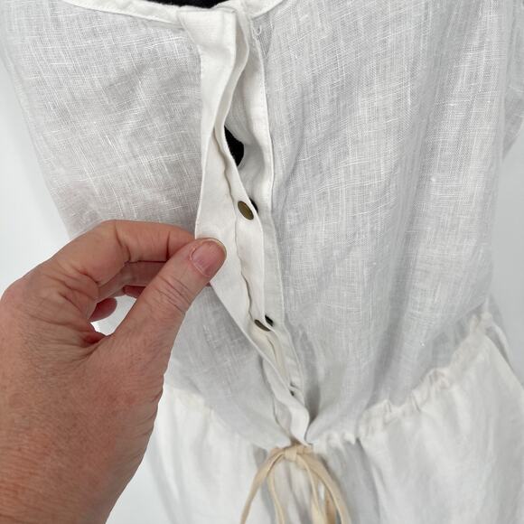 Enza Costa Womens Strappy French Linen Jumpsuit NEW Adjustable Straps 1/S White - Picture 3 of 14